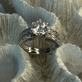 Shiny 925 Sterling Silver Cz Ring Size 5