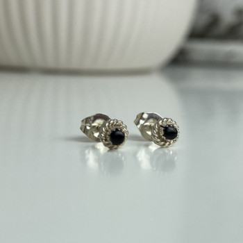 925 Sterling Silver Agate Stud Earrings