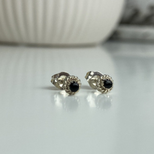 925 Sterling Silver Agate Stud Earrings