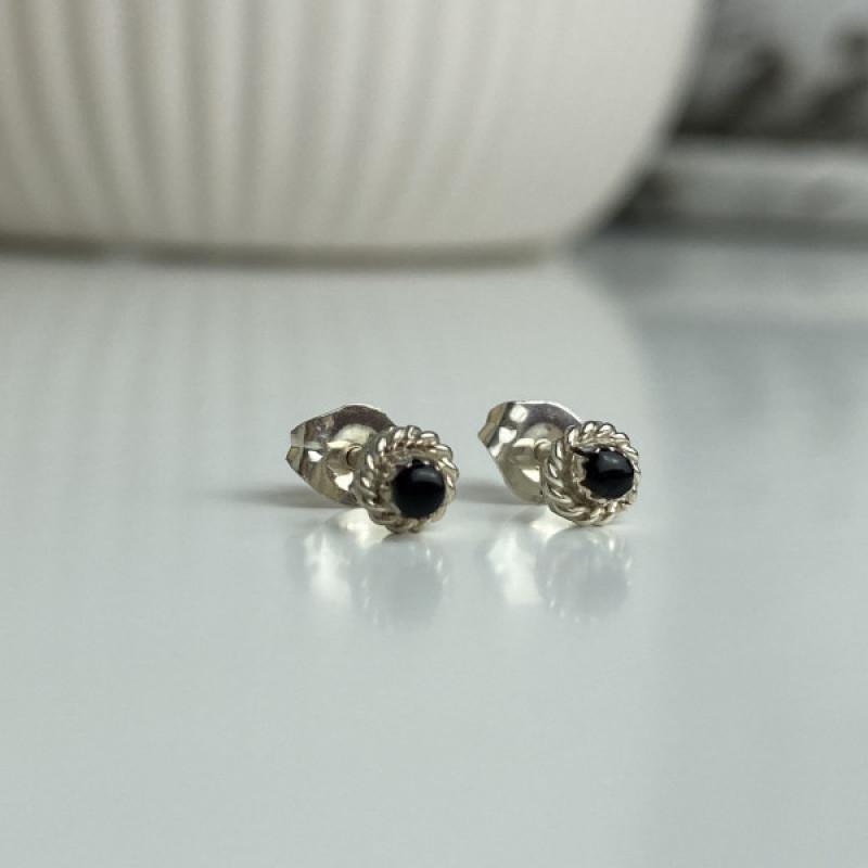 925 Sterling Silver Agate Stud Earrings