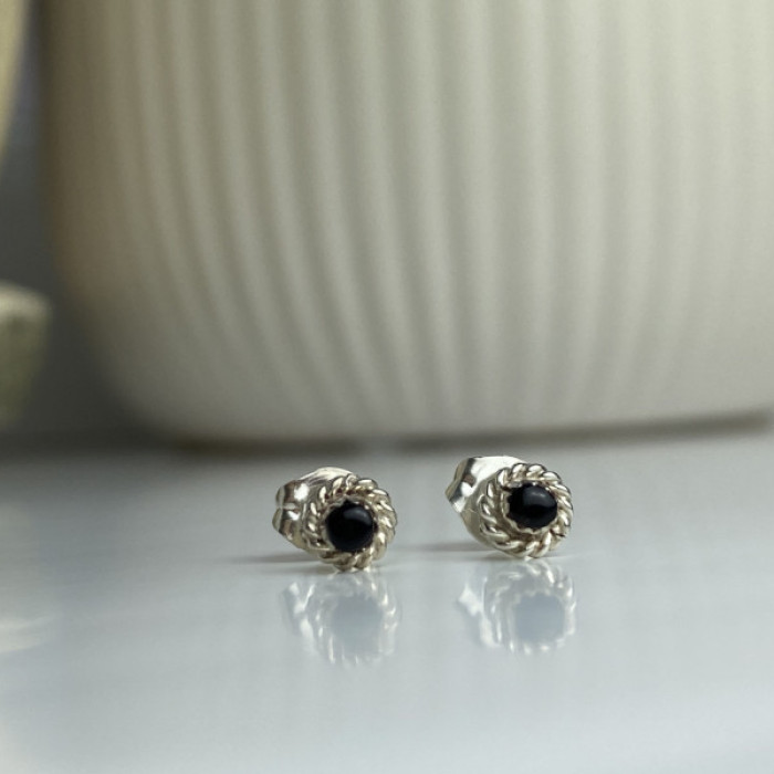 925 Sterling Silver Agate Stud Earrings