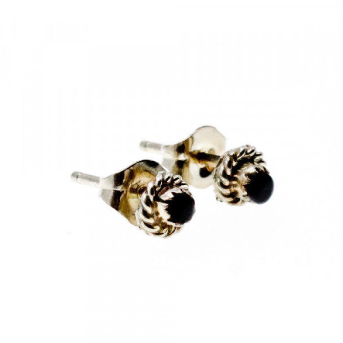 925 Sterling Silver Agate Stud Earrings