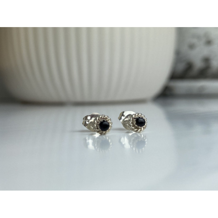 925 Sterling Silver Agate Stud Earrings