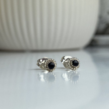 925 Sterling Silver Agate Stud Earrings