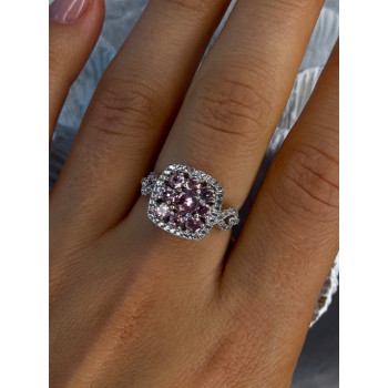 925 Sterling Silver Morganite & Beryl Ring Size 8