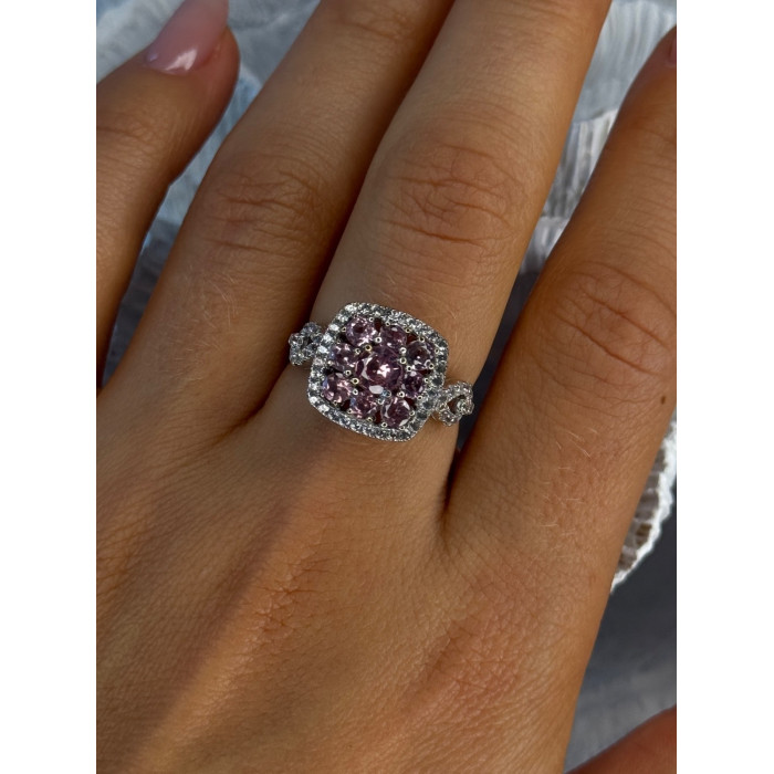 925 Sterling Silver Morganite & Beryl Ring Size 8