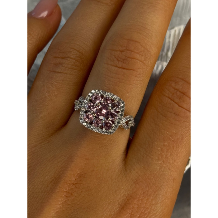 925 Sterling Silver Morganite & Beryl Ring Size 8