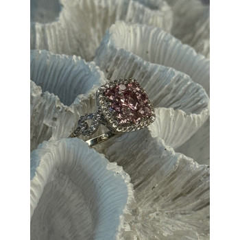 925 Sterling Silver Morganite & Beryl Ring Size 8