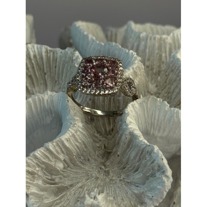 925 Sterling Silver Morganite & Beryl Ring Size 8