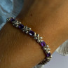 Lovely 925 Sterling Silver Amethyst Bracelet Length 7
