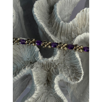 Lovely 925 Sterling Silver Amethyst Bracelet Length 7