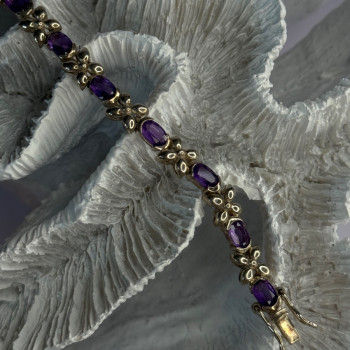 Lovely 925 Sterling Silver Amethyst Bracelet Length 7