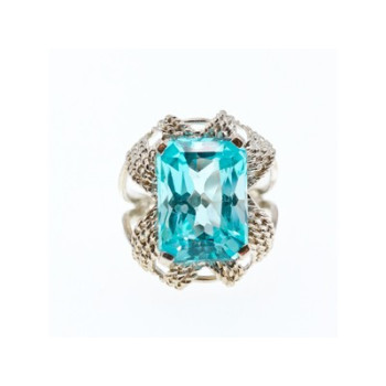 925 Sterling Silver Topaz Ring Size 6.5