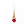 10K YELLOW GOLD RUBY & DIAMONDS HEART CHAIN WITH PENDANT