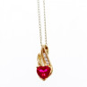 10K Yellow Gold Ruby & Diamonds Heart Chain With Pendant