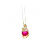 10K YELLOW GOLD RUBY & DIAMONDS HEART CHAIN WITH PENDANT