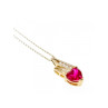 10K YELLOW GOLD RUBY & DIAMONDS HEART CHAIN WITH PENDANT