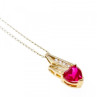 10K Yellow Gold Ruby & Diamonds Heart Chain With Pendant