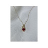 10K YELLOW GOLD RUBY & DIAMONDS HEART CHAIN WITH PENDANT
