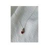 10K YELLOW GOLD RUBY & DIAMONDS HEART CHAIN WITH PENDANT