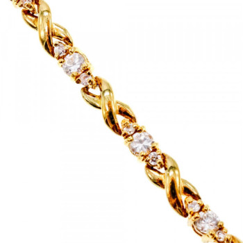 925 Sterling Silver Gold Plated CZ Bracelet Size 7 IN