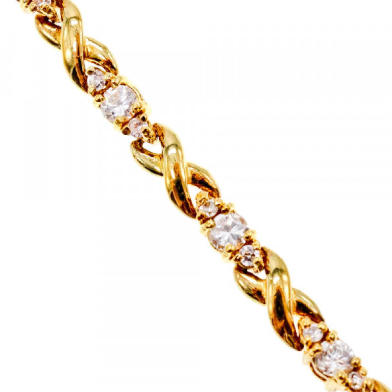 925 Sterling Silver Gold Plated CZ Bracelet Size 7 IN