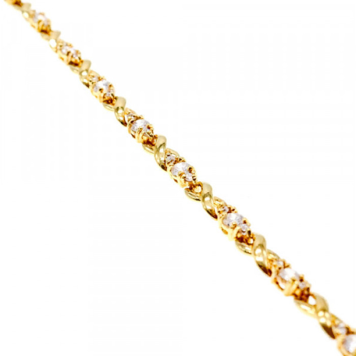 925 Sterling Silver Gold Plated CZ Bracelet Size 7 IN