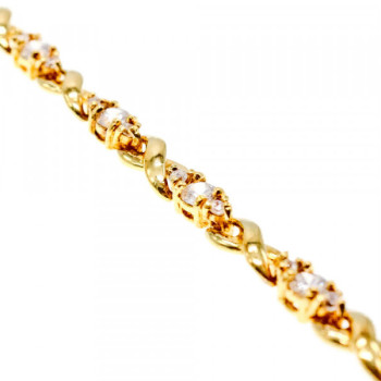 925 Sterling Silver Gold Plated CZ Bracelet Size 7 IN