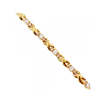 925 STERLING SILVER GOLD PLATED CZ BRACELET SIZE 7 IN