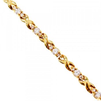 925 Sterling Silver Gold Plated CZ Bracelet Size 7 IN