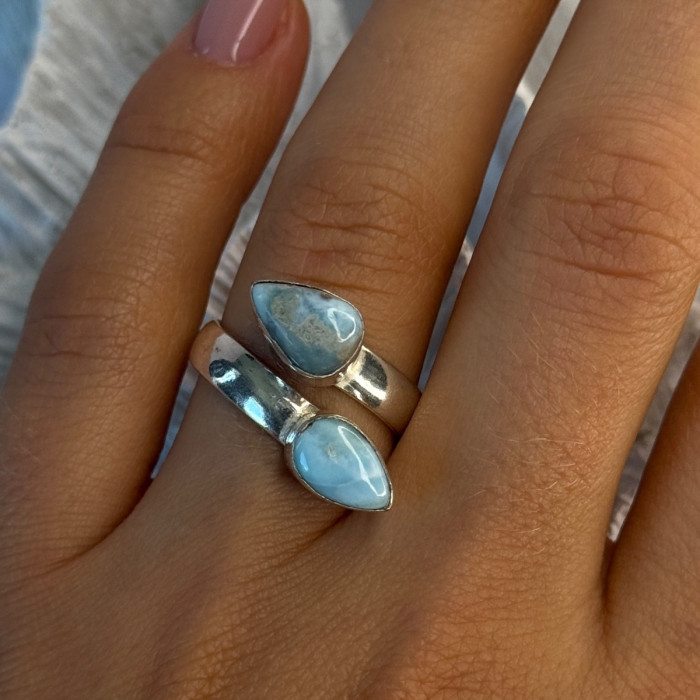 Vintage 925 Sterling Silver Larimar Ring Size 7