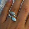 Vintage 925 Sterling Silver Larimar Ring Size 7