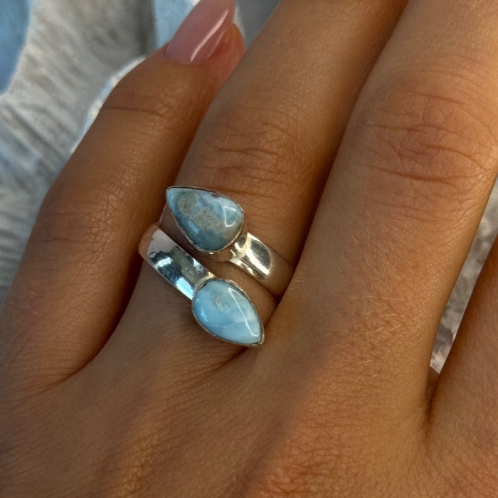Vintage 925 Sterling Silver Larimar Ring Size 7
