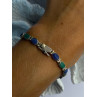 925 Sterling Silver Malachite & Sodalite Bracelet Length 7