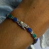 925 Sterling Silver Malachite & Sodalite Bracelet Length 7