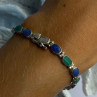 925 Sterling Silver Malachite & Sodalite Bracelet Length 7
