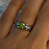 925 Sterling Silver Peridot & Beryl Ring Size 6