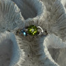 925 Sterling Silver Peridot & Beryl Ring Size 6