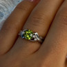 925 Sterling Silver Peridot & Beryl Ring Size 6