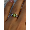 925 Sterling Silver Peridot & Beryl Ring Size 6