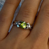 925 Sterling Silver Peridot & Beryl Ring Size 6