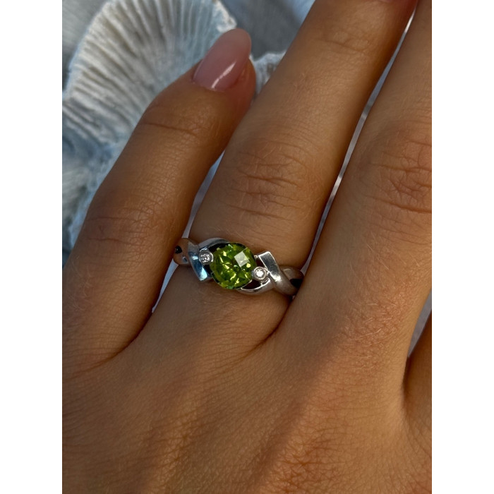 925 Sterling Silver Peridot & Beryl Ring Size 6