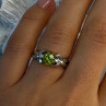 925 Sterling Silver Peridot & Beryl Ring Size 6