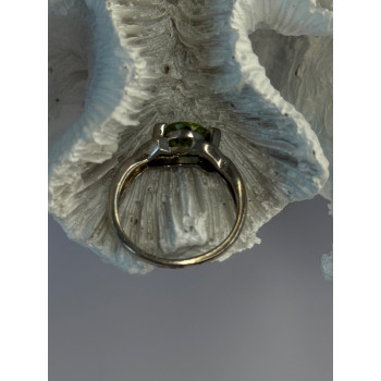 925 Sterling Silver Peridot & Beryl Ring Size 6