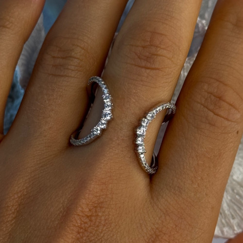 Unique Sizable Design 925 Sterling Silver Cz Ring Size 11