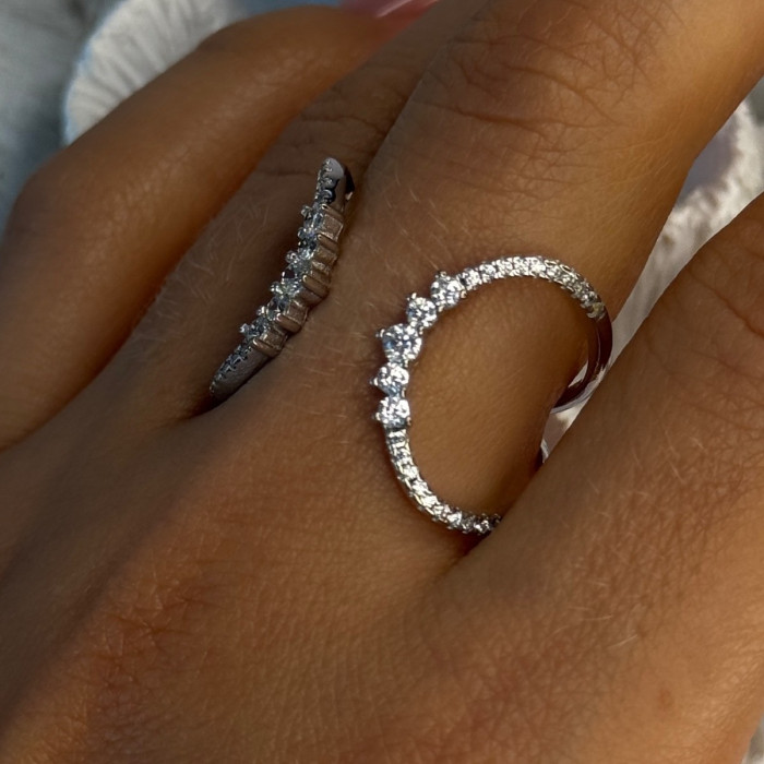 Unique Sizable Design 925 Sterling Silver Cz Ring Size 11