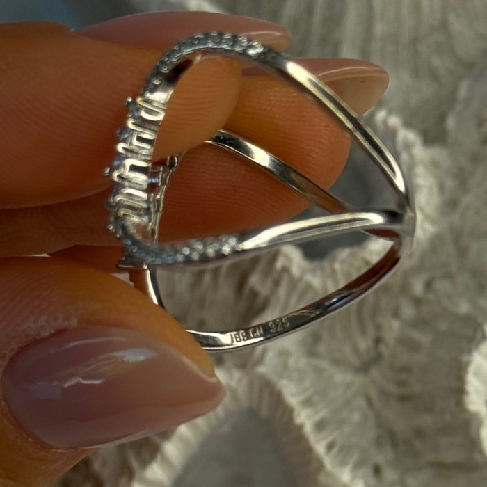 Unique Sizable Design 925 Sterling Silver Cz Ring Size 11