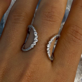 Unique Sizable Design 925 Sterling Silver Cz Ring Size 11