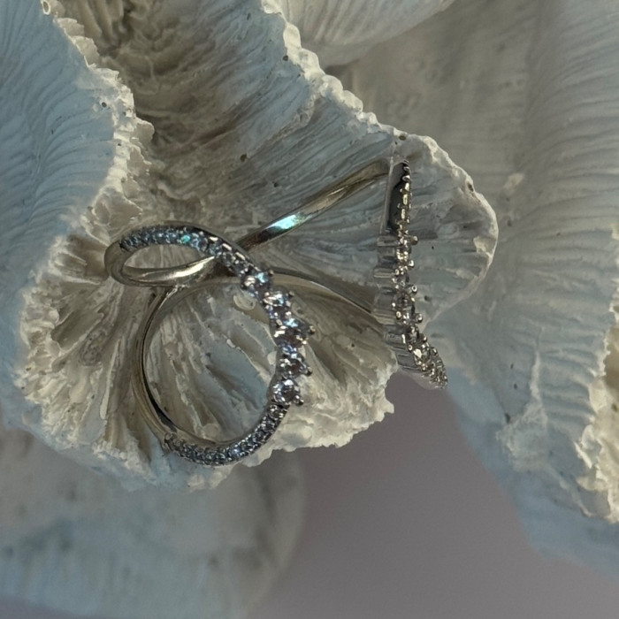 Unique Sizable Design 925 Sterling Silver Cz Ring Size 11