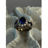 925 Sterling Silver Sapphire & Beryl Flower Ring Size 7.5